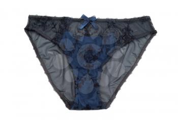 Dark blue women's panties lace. Isolate on white.