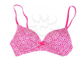 Bra with pink hearts. Isolate on white.