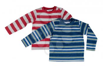 Two striped sweaters with long sleeves. Isolate on white.