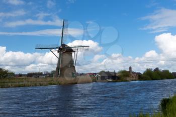 Dutch windmills with at Kinderdijk, Netherlands