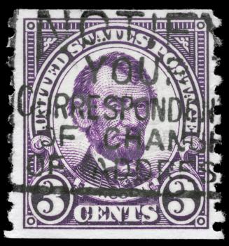 Royalty Free Photo of a US Stamp With Abraham Lincoln (1809-1865), Series, Circa 1923