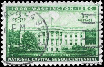 Royalty Free Photo of 1950 US Stamp Shows Executive Mansion, National Capitol Sesquicentennial Issue
