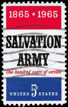 Royalty Free Photo of 1965 US Stamp Devoted to the Centennial of the Founding of the Salvation Army
