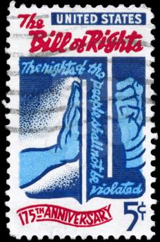 Royalty Free Photo of 1966 US Stamp Devoted to Bill of Rights, 175th Anniversary