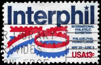Royalty Free Photo of 1976 US Stamp Devoted to Interphil 76 Exhibition Philadelphia