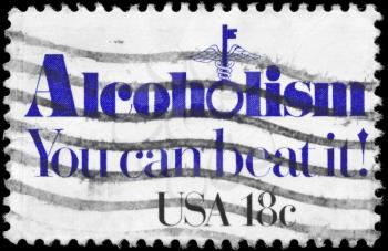 Royalty Free Photo of 1981 US Stamp Shows the Problem of Alcoholism
