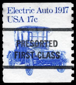 Royalty Free Photo of 1981 US Stamp Shows the Electric Auto, Transportation