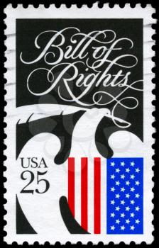 Royalty Free Photo of 1989 US Stamp Devoted to Bill of Rights and Constitution Bicentennial