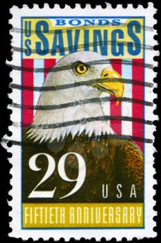Royalty Free Photo of 1991 US Stamp Devoted to Savings Bonds, 50th Anniversary