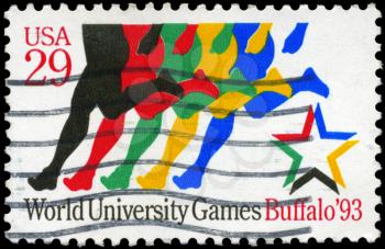 Royalty Free Photo of 1993 US Stamp Shows Stylized Runners, World University Games, Buffalo