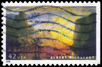 Royalty Free Photo of 2008 US Stamp Shows Painting Valley of the Yosemite (1864), by Albert Bierstadt (1830-1902)