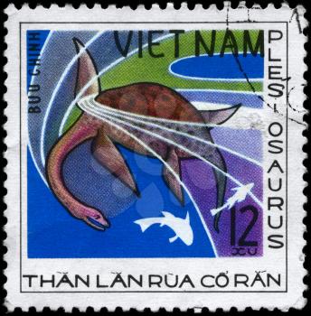 VIETNAM - CIRCA 1978: A Stamp printed in VIETNAM shows image of a Plesiosaurus from the series Dinosaurs, circa 1978