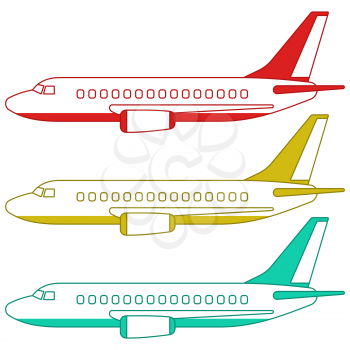 Illustration of the aeroplanes set side view