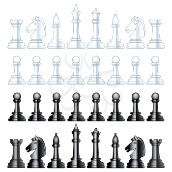 Illustration of the abstract chess black and white pieces set