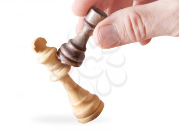 Royalty Free Photo of a Man Holding Chess Pieces
