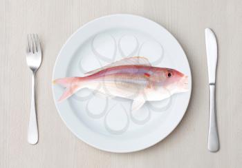 Royalty Free Photo of a Fish on  a Plate
