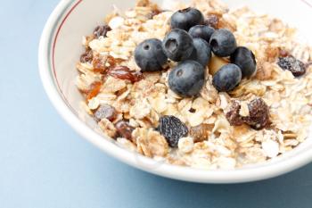 Royalty Free Photo of a Bowl of Blueberry Muesli