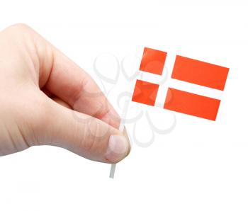 Royalty Free Photo of a Person Holding a Danish Flag