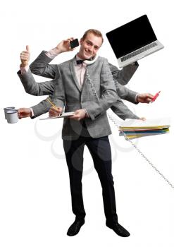 Royalty Free Photo of a Businessman Multitasking
