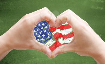 Love USA with hands