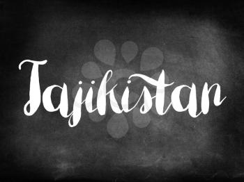 Tajikistan written on blackboard