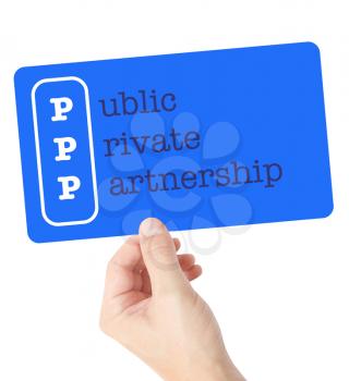Public Private Partnership explained on a card held by a hand