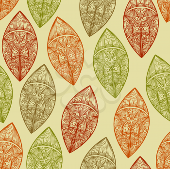 Royalty Free Clipart Image of a Background of Leaves