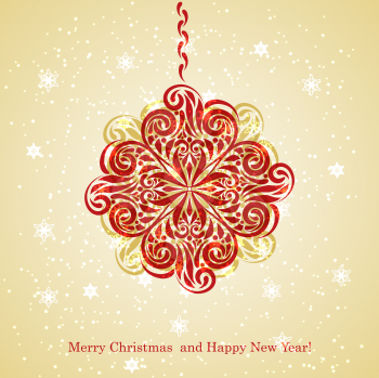 Royalty Free Clipart Image of a Christmas Ball on a String