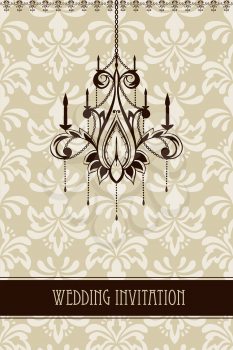 Royalty Free Clipart Image of an Invitation with a Chandelier