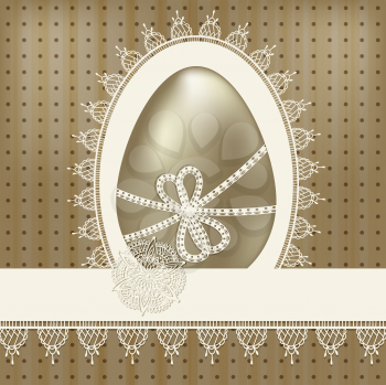 Royalty Free Clipart Image of an Easter Egg with Lace and a Border