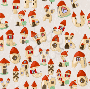 Royalty Free Clipart Image of an Alphabet Made up of Houses