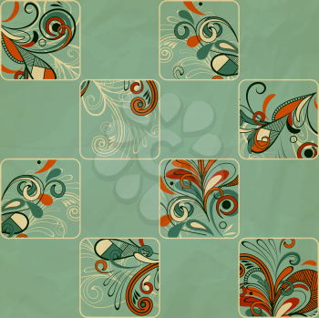 Royalty Free Clipart Image of Flowers in a Square Pattern