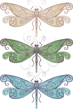 Royalty Free Clipart Image of Dragonflies