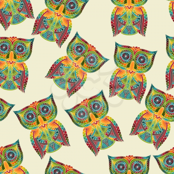 Vector Seamless pattern with bright Owls, seamless pattern in swatch menu