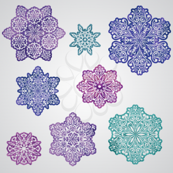 Royalty Free Clipart Image of Painted Snowflakes