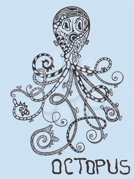 Vector hand drawn octopus