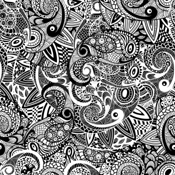 Vector Seamless Paisley Doodle Pattern, fully editable eps 10 file with clippung mask and seamless pattern in swatch menu
