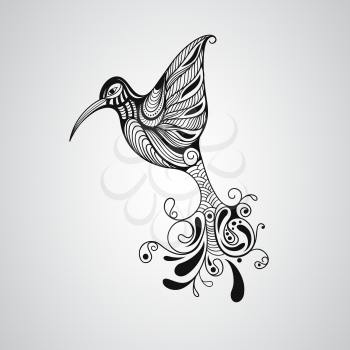 Vector Hummingbird, tattoo style, fully editable eps 10 file