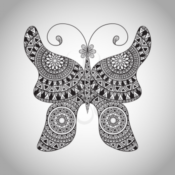 Vector  Doodle Buttrfly, tattoo sketch,  all brushes included, you can create your own pattern