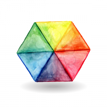 Vector  Watercolor Geometric Hexagon Design Element