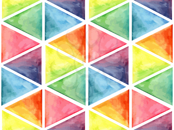 Vector  Watercolor Geometric Seamless Pattern with Triangles, fully editable eps 10 file with clipping masks and seamless pattern in swatch menu