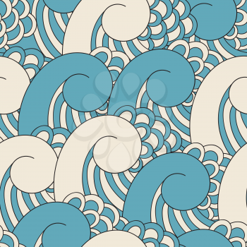 Vector Seamless Pattern with Doodle Waves