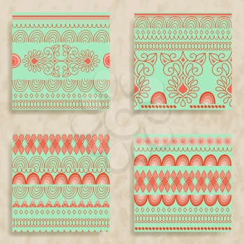 4 Vector Tribal Seamless Patterns, can be used as textile, background, wrapping paper etc