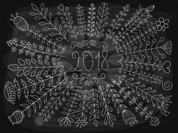 Vector 2018 Floral Greetings on the Chalkboard