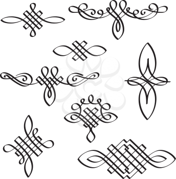 Vector Calligraphic Design Elements. Hand  Drawn Modern Calligraphy