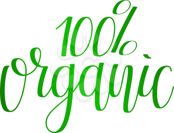 Vector Eco Slogan. 100% organic.  Hand written modern calligraphy
