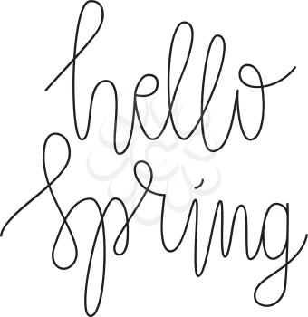 Vector Hello Spring Hand Lettering. Modern Hand Drawn Calligraphy
