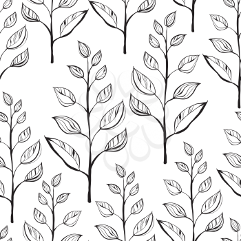 Vector Seamless Abstract Floral Pattern. Scandinavian Style. 