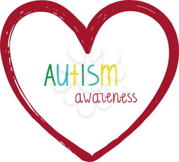 Autism Awareness Print. Heart  with hand lettering