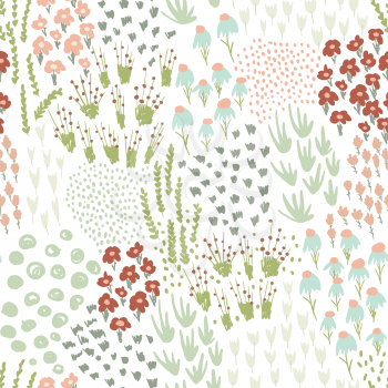Vector Seamless Floral Pattern. Hand Drawn Flowers